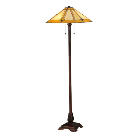 Oakestry 62 Inch Diamond Mission Floor Lamp Tiffany Style Stained Glass Standing Light Vintage Mission Accent Fixture for Living Room Bedroom Reading Nook Home Decor