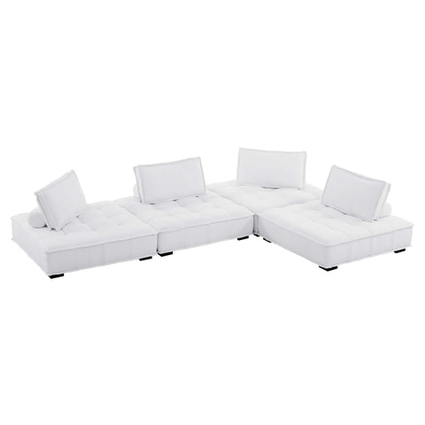 Oakestry Luxury Inspired Saunter Tufted Fabric Fabric 4-Piece Sectional Sofa Comfortable Indoor Sectional Sofa for Living Room Apartment Lounge Reception Area Everyday Premium Styling