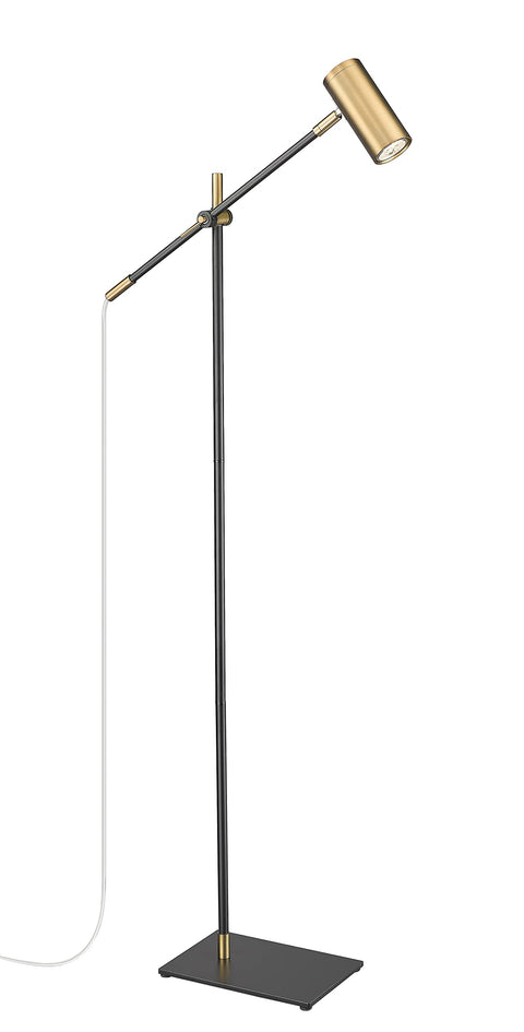 Oakestry Matte Black and Olde Brass 1 Light Floor Lamp with Steel Frame and Aluminum Shade, Contemporary Industrial Standing Lamp for Living Room, Bedroom and Office