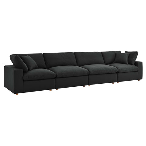 Oakestry Luxury Inspired Commix Down Filled Overstuffed 4 Piece Sectional Sofa Set Comfortable Indoor Sectional Sofa for Living Room Apartment Lounge Reception Area Premium Home Styling