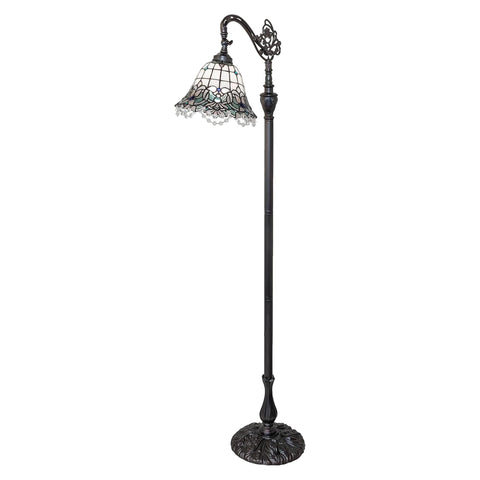 Oakestry 61 in High Angelica Bridge Arm Floor Lamp Elegant Floor Lamp Stained Glass Lighting Decorative Home Living Room Bedroom Office Vintage Style Durable Build Ambient Light