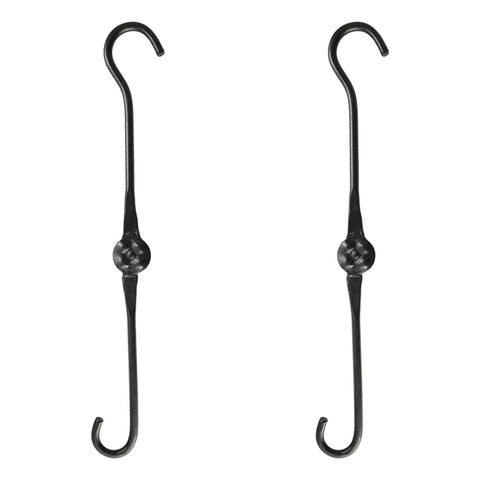 Oakestry S Hook Extender Black Metal Hanging Extension for Planters Lanterns Bird Feeders Wind Chimes Adjustable Connector Indoor Outdoor Garden Porch Patio Display Support Hardware Set XL Mount Pro 2