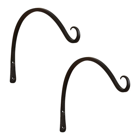Oakestry Upcurled Bracket 12 Inch Two Pack Wall Mounted Hanging Brackets for Planters Lanterns Baskets Shelves Rustic Metal Decor Indoor Outdoor Garden Porch Patio Fence Support Display Mount