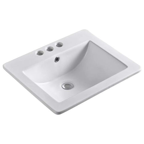 Oakestry White Single Sink Ceramic Vanity Top Durable Bathroom Basin Countertop Integrated Wash Basin Glossy Finish Modern Space Saving Design for Vanity Cabinet Powder Room Utility Sink (21 Inch)