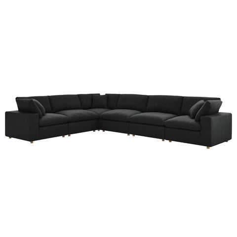 Oakestry Luxury Inspired Commix Down Filled Overstuffed 6 Piece Sectional Sofa Set Comfortable Indoor Sectional Sofa for Living Room Apartment Lounge Reception Area Premium Everyday Styling