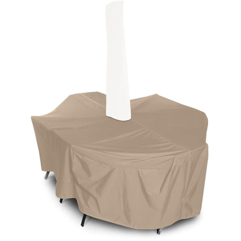 Oakestry Premium Dustproof Table Cover Indoor Kitchen Dining DustCore Fabric Oval/Rectangle Set w/Umbrella Hole - 132" x 74" x 28" Premium Durable Long Lasting Protection