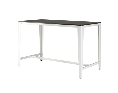 Oakestry Farmhouse Monoco Counter Table MDF Wooden Espresso White Modern Kitchen Island Compact Dining Contemporary Home Bar Seating Durable Sturdy Rectangular Space Saving Furniture Design