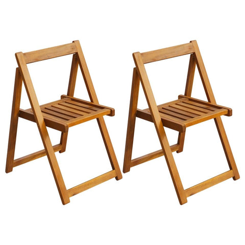 Oakestry Folding Chair Set of 2 Natural Wood Acacia Wood Medium Foldable – Outdoor Patio Seating, Weather Resistant Furniture