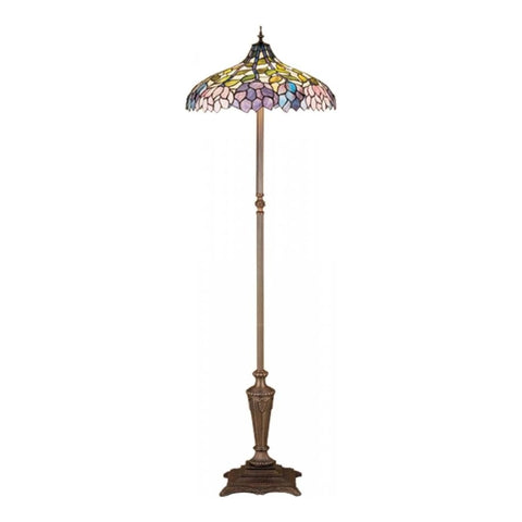 Oakestry 64 inches H Wisteria Floor Lamp Elegant Floor Lamp Stained Glass Lighting Decorative Home Living Room Bedroom Office Vintage Style Durable Build Ambient Light