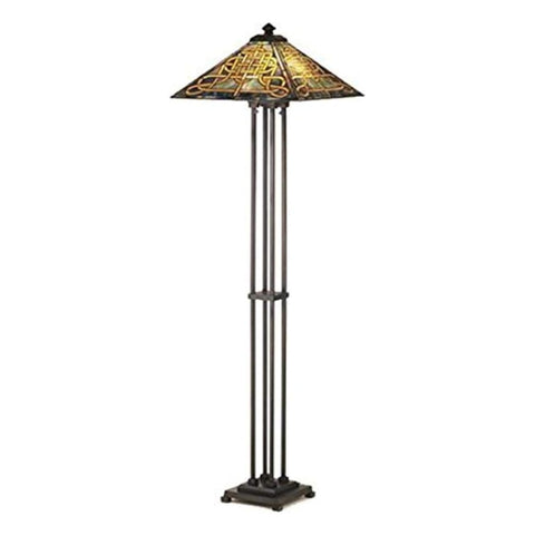 Oakestry 63 inches H Knotwork Mission Floor Lamp Elegant Floor Lamp Stained Glass Lighting Decorative Home Living Room Bedroom Office Vintage Style Durable Build Ambient Light