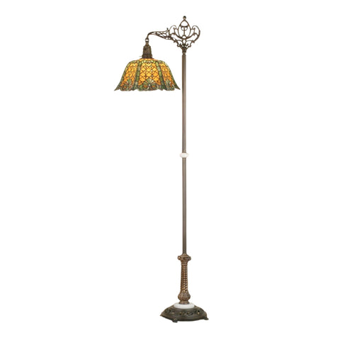 Oakestry 69.5InchH Duffner & Kimberly Shell & Diamond Bridge Arm Floor Lamp Elegant Floor Lamp Stained Glass Lighting Decorative Home Living Room Bedroom Office Vintage Style Durable Build Ambient Lig