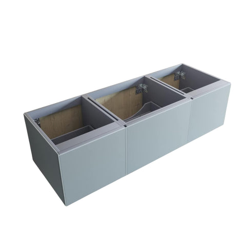 Oakestry Sixty Inch Fossil Grey Grandeur Double Sink Bathroom Vanity Cabinet with Concealed Full Width Pull Out Storage