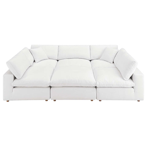 Oakestry Luxury Inspired Commix Down Filled Overstuffed 6-Piece Sectional Sofa Comfortable Indoor Sectional Sofa for Living Room Apartment Lounge Reception Area Refined Everyday Styling