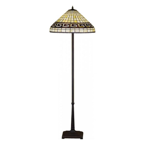Oakestry 62 inches H Greek Key Floor Lamp Elegant Floor Lamp Stained Glass Lighting Decorative Home Living Room Bedroom Office Vintage Style Durable Build Ambient Light