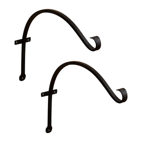 Oakestry Upcurled Bracket 18 Inch Two Pack Wall Mounted Hanging Brackets for Planters Lanterns Baskets Shelves Rustic Metal Decor Indoor Outdoor Garden Porch Patio Entryway Support Display Mount
