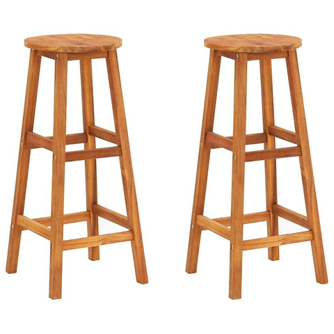 Oakestry Bar Chair Set of 2 Natural Wood Solid Acacia Wood Medium – Outdoor Patio Seating, Weather Resistant Furniture
