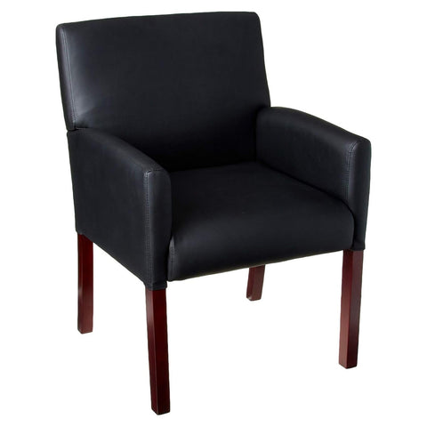 Boss Box Arm guest, accent or dining chair W/Mahogany Finish