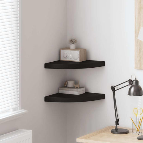 Oakestry Floating Corner Shelves 2 pcs Black 13.8 inches x13.8 inches x1.5 inches MDF Elegant Home Organization Unit
