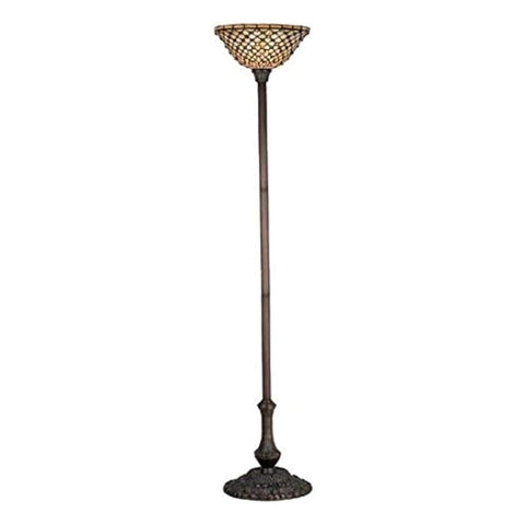 Oakestry 72.5InchH Diamond & Jewel Torchiere Elegant Floor Lamp Stained Glass Lighting Decorative Home Living Room Bedroom Office Vintage Style Durable Build Ambient Light