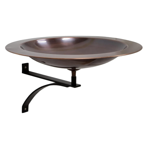 Oakestry 18 Inch Classic Copper Birdbath Wall Mount Bracket Decorative Outdoor Garden Water Bowl Space Saving Design Durable Construction Patio Garden Accent Weather Resistant Long Lasting