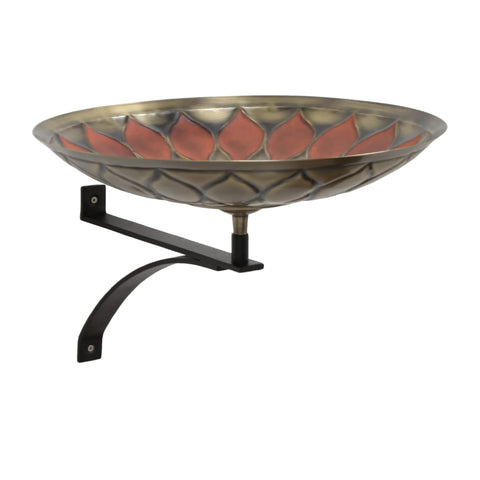 Oakestry African Sunflower Red Birdbath Wall Mount Bracket Outdoor Garden Decorative Wildlife Water Bowl Patio Fence Balcony