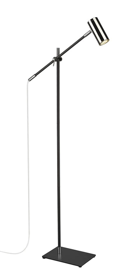 Oakestry Dual Finish 1 Light Floor Lamp Matte Black and Polished Nickel, Steel Frame with Aluminum Shade, Modern Contemporary Standing Lamp for Bedroom, Living Room and Office