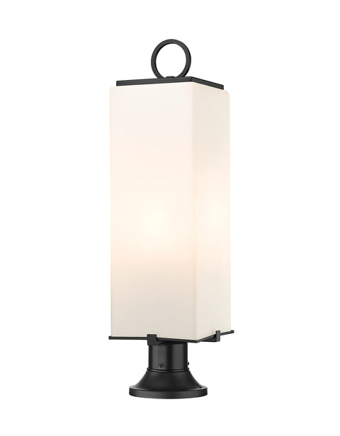 Oakestry Black Outdoor Post Light 3 Light Pier Mount Fixture with White Opal Glass Shades, Aluminum Exterior Lantern for Gate, Pillar, Patio and Landscape Lighting