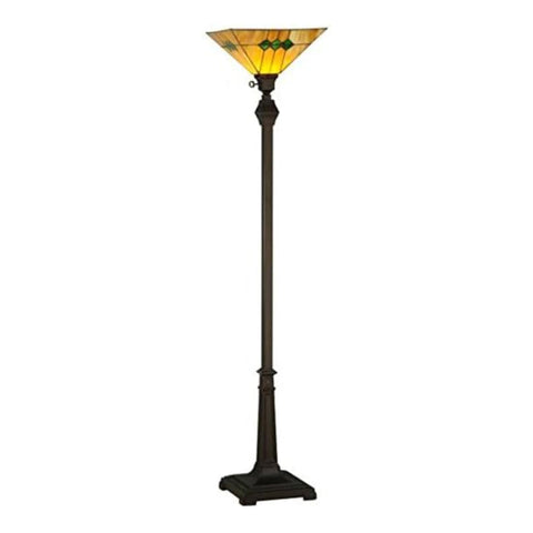 Oakestry 62 Inch Martini Mission Torchiere Floor Lamp Tiffany Style Stained Glass Standing Light Vintage Accent Fixture for Living Room Bedroom Reading Nook Home Decor