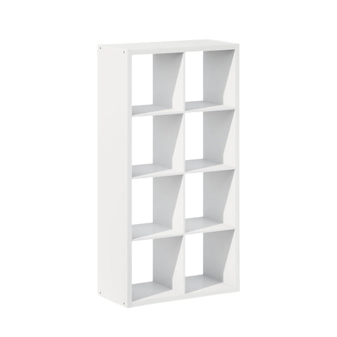 Oakestry Simple Open Back Cube Storage Organizer, 8-Cube Standing Shelf, White Composite Wood Bookcase for Home, Office & Living Room
