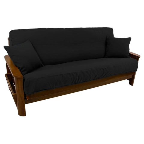 Solid Twill 8 to 9-inch Full Futon Cover Set with Two 18-inch Throw Pillows (Set of 3)