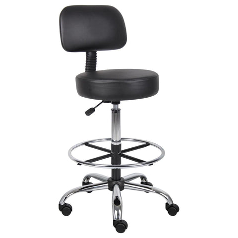 Boss Caressoft Medical/Drafting Stool W/ Back Cushion