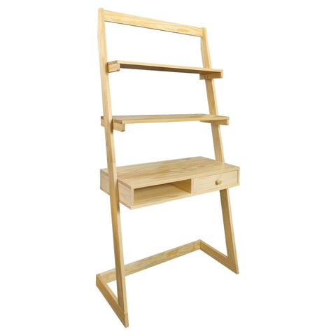 Freestanding Ladder Desk with Drawer Natural