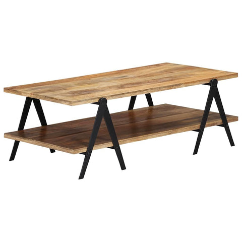 Oakestry Coffee Table Brown Solid Mango Wood, Powder-Coated Steel Medium Premium Storage Cabinet Modern Luxury Storage Solution Elegant Dining Interior Furniture Space Saving Organizer