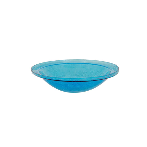 Oakestry Teal Crackle Birdbath Glass Decorative Garden Outdoor Water Bowl Small