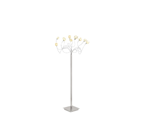 Oakestry Modern Halogen Floor Lamp Clear Crystal Cube Shade Contemporary Living Room Standing Light Adjustable Home Interior Lighting Decor