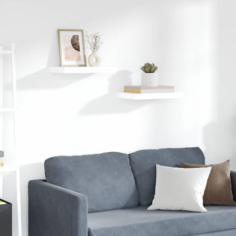 Oakestry Floating Wall Shelves 2 pcs High Gloss White 15.7Inchx9.1Inchx1.5Inch MDF Statement Storage Furniture