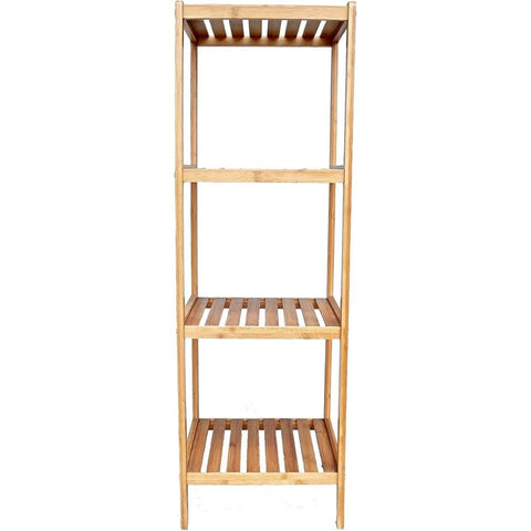 Oakestry Freestanding Bamboo 4 Tier Shelf Storage Rack Wooden Organizer for Home Office Living Room and Bathroom Use Eco Friendly Floor Mounted Shelving Unit