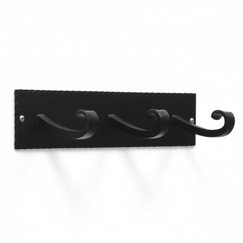 Oakestry Lodge Wrought Iron Triple Hook Bracket Rustic Farmhouse Organizer Heavy Duty Metal Storage Entryway Bathroom Kitchen Decor Wall Mounted