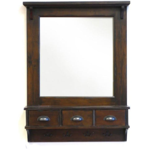 Oakestry Dark Walnut Wall Mirror Modern Rectangular Framed Mirror for Bathroom, Bedroom, or Home Office Stylish Durable Elegant Functional Décor