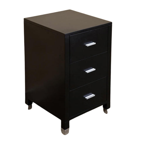 Oakestry 17.7" Freestanding Chest Drawer Unit in Black, Solid Birch Wood Cabinet with Ball Bearing Glides, Waterproof Finish & Chrome Leg Caps
