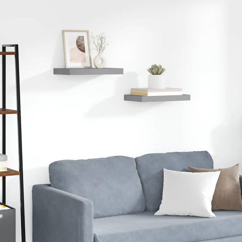 Oakestry Floating Wall Shelves 2 pcs Gray 15.7 inches x9.1 inches x1.5 inches MDF High End Functional Furniture