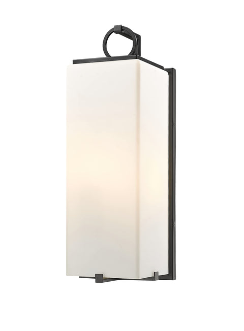 Oakestry Black Outdoor Wall Lantern 3 Light Aluminum Fixture with White Opal Glass Shades, Contemporary Exterior Wall Light for Porch, Patio, Entryway and Outdoor Lighting