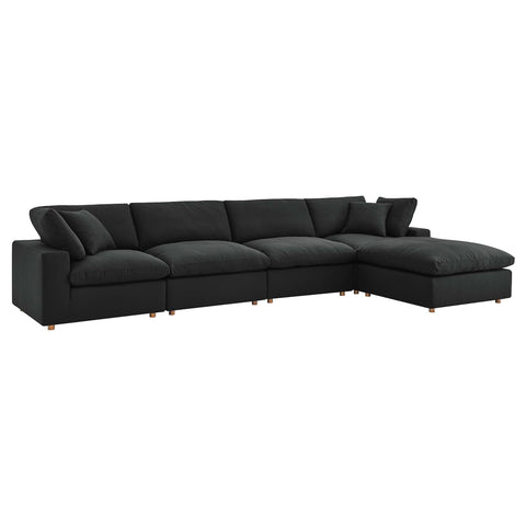 Oakestry Luxury Inspired Commix Down Filled Overstuffed 5 Piece Sectional Sofa Set Comfortable Indoor Sectional Sofa for Living Room Apartment Lounge Reception Area Premium Everyday Styling