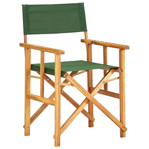 Oakestry Chair Natural Wood and Green Solid Acacia Wood and Polyester – Outdoor Patio Seating, Weather Resistant Furniture