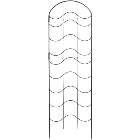 Waves Wrought Iron Garden Trellis, 77 Inch Tall Decorative Vertical Plant Support with Curved Design, Black Powder Coated