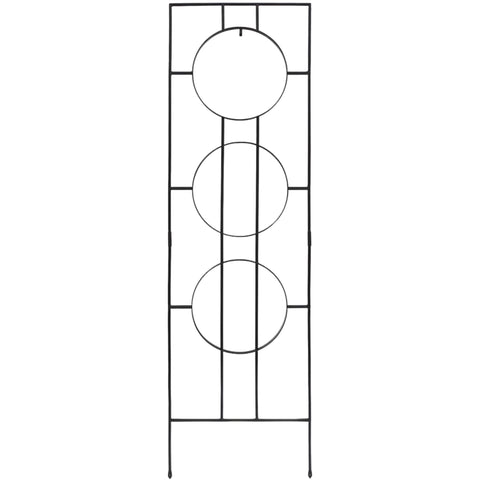 Samsara Wrought Iron Garden Trellis, Asian-Inspired Free-Standing Vertical Plant Support with Hanging Hook, 79.5" H, Black Powdercoated