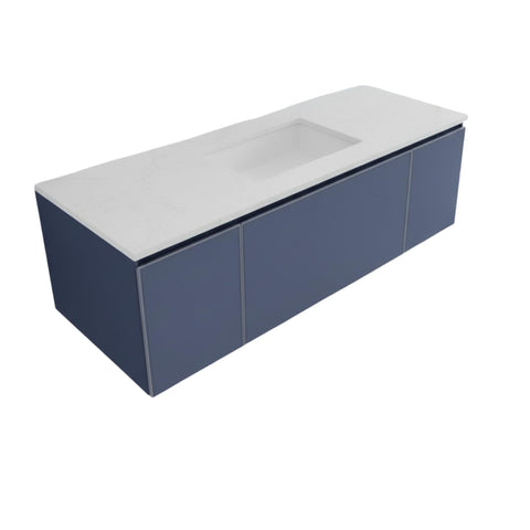 Oakestry Signature Fifty Four Inch Cloud White Freestanding Vanity Base Featuring Soft Glide Interior Drawer System