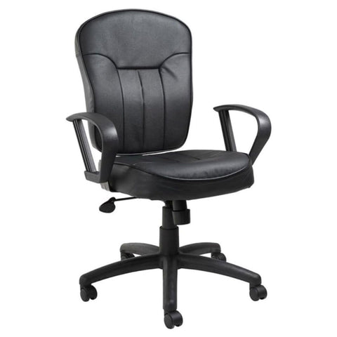 Boss Black Leather Task Chair W/ Loop Arms