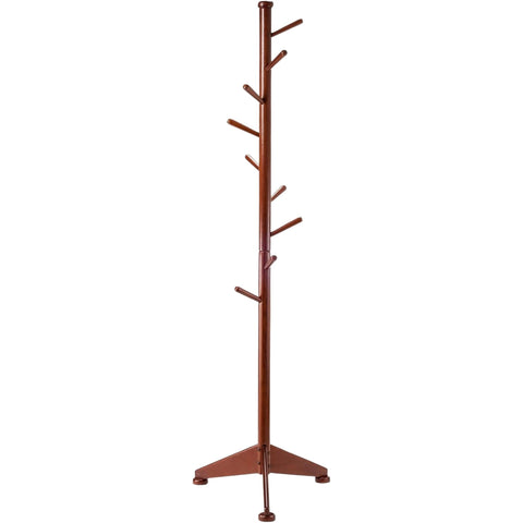Oakestry Lily 9-Peg Wooden Coat Tree Hanger, Walnut Finish