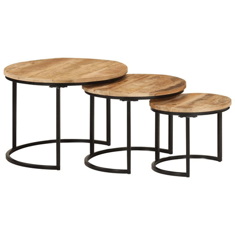 Oakestry Nesting Table Set of 3 Black, Natural Premium Storage Cabinet Modern Luxury Storage Solution Elegant Dining Interior Furniture Space Saving Organizer